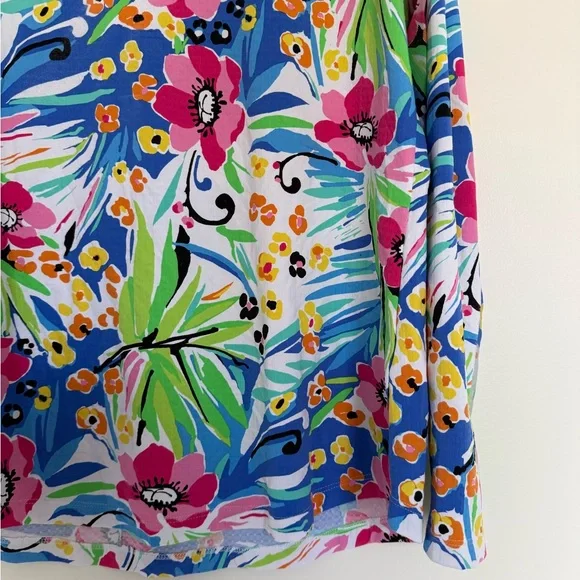 IBKUL Vibrant Floral Women's Blouse - Blue, Pink, Green - Picture 3 of 7